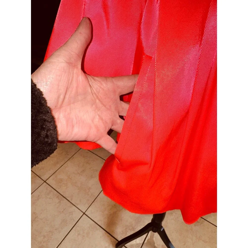 VTG By Malene Birger Womens Coral Red Cropped Pleated Swing Jacket 8/42 Glam